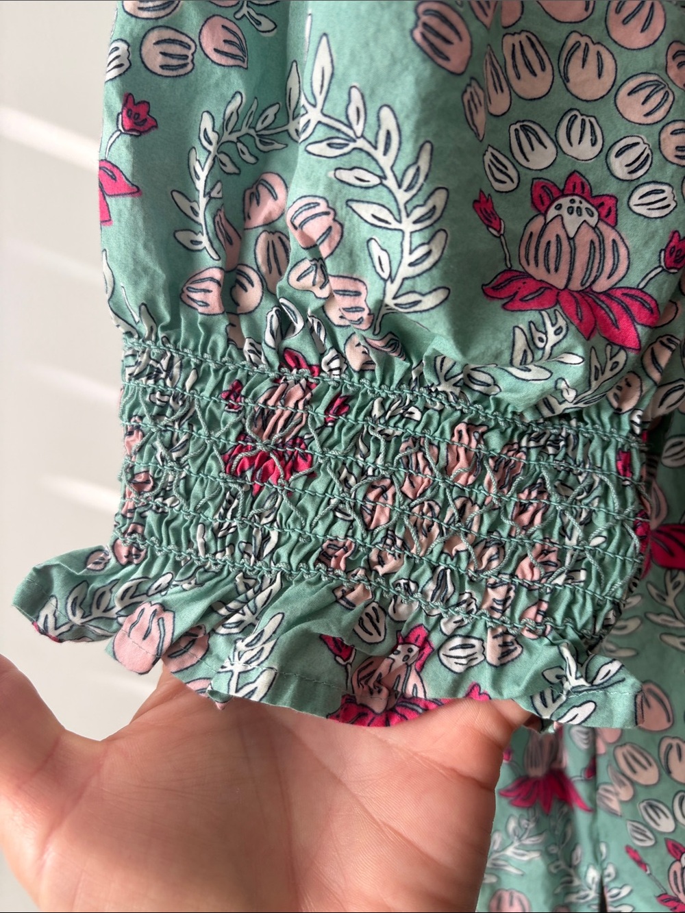 crown & ivy Mint Green Floral Button-Front Tunic with Pink Accents Size Large - Picture 4 of 5